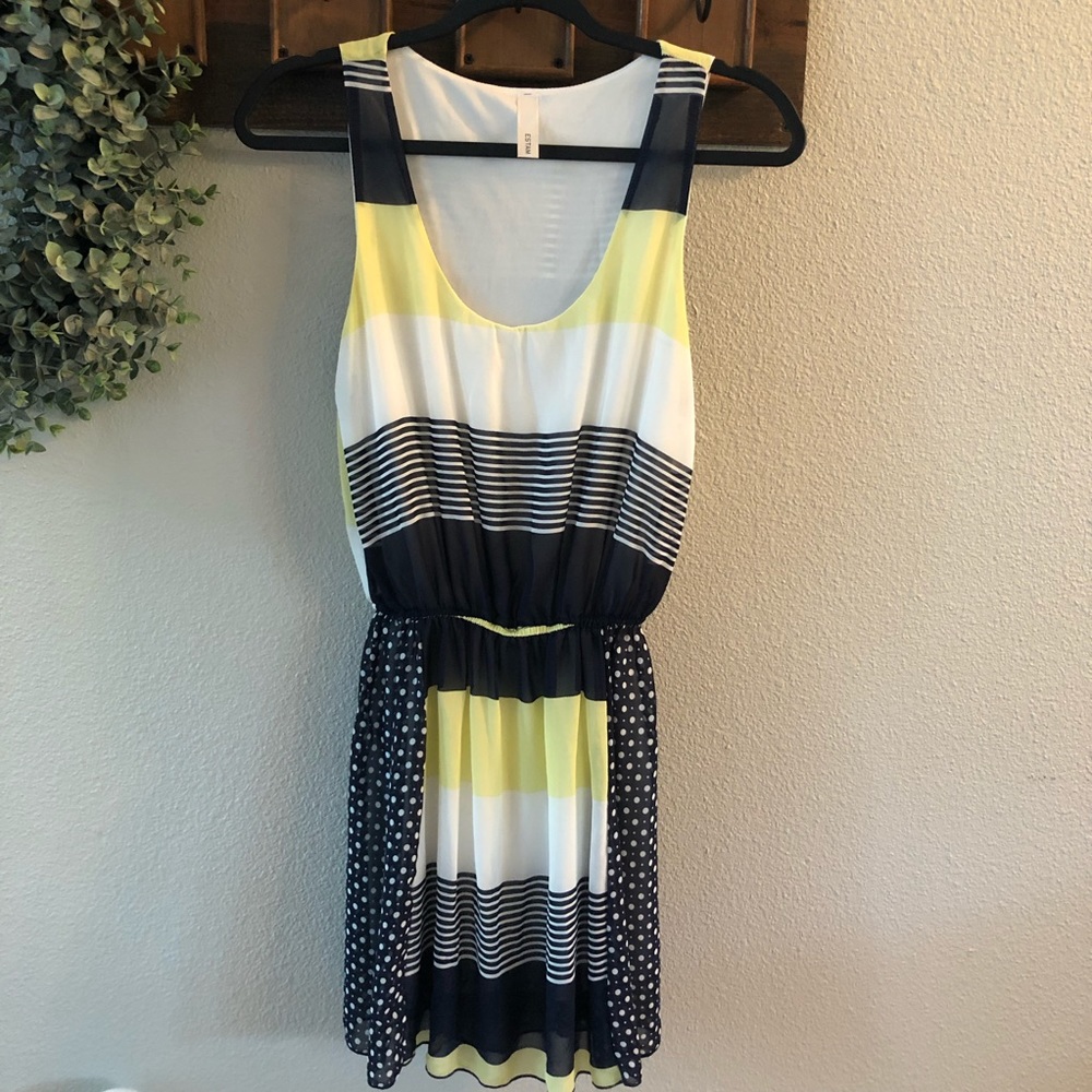Blue and yellow tank dress